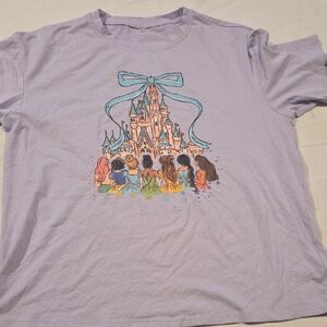 Source Unknown Lavender Short Sleeve Tee with Pastel Castle & Princesses
